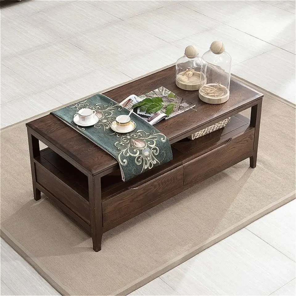 Factory direct sales solid wood coffee table modern simple small apartment Nordic oak log tea table coffee table living