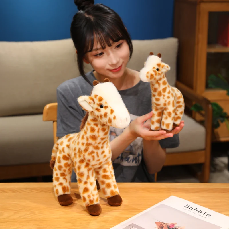 25/35cm Simulation Giraffe Plush Lifelike Stuffed Doll Home Ornament Zoo Souvenir Birthday Gifts