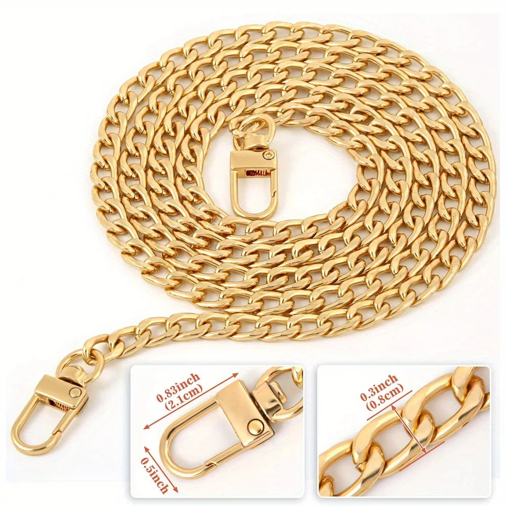 40-140cm Purse Chain Strap Flat Chain Strap Handbag Chains for Wallet Satchel Tote Bags Shoulder Bag Chain Replacement Strap