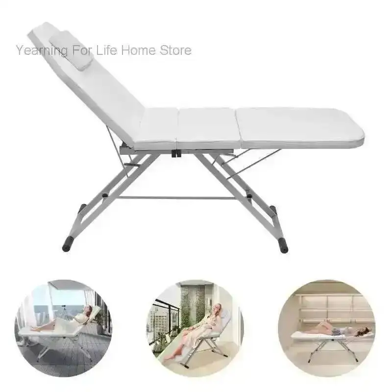 

Folding Beauty Massage Table 3-Section Adjustable Portable Cosmetic Bed with Storage Bag for Spa Tattoo Massage folding Bed