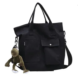Casual Women's Tote Shoulder Bag Solid Color Canvas Crossbody Bags for Women Handbags Shopping Bag Ladies Messenger Bag Bolso