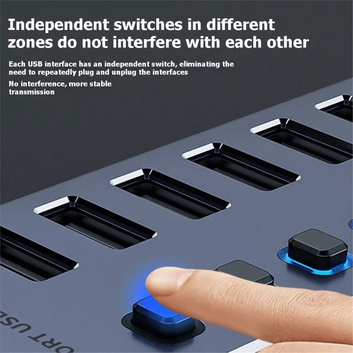 computer 5-Port USB 2-Port Type-C Hub Splitter OFF/on Switch Power Adapter USB Ports Extender for Labtop Mobile Phone Tablets