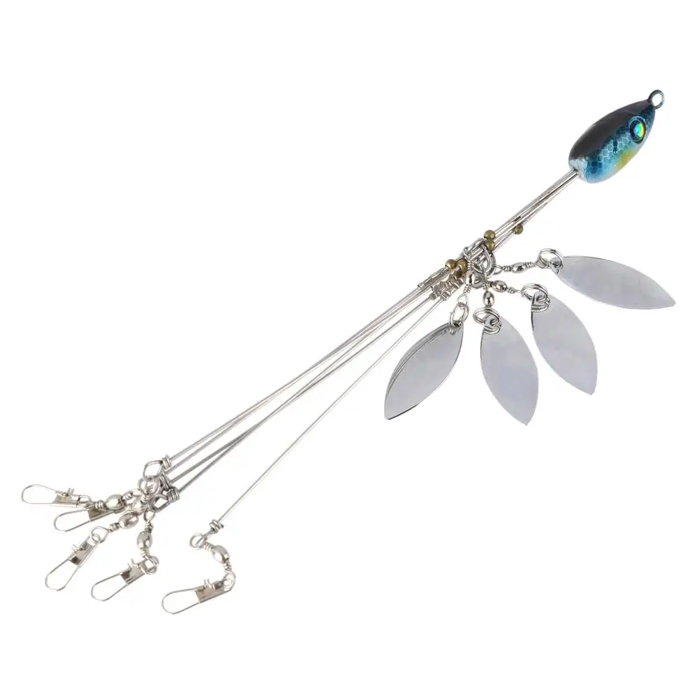 Alabama Umbrella Fishing Lure Rig with 5 Arms and Snap Connector - Swimming Bait for Bass, Minnow Fishing Group Lure Extender