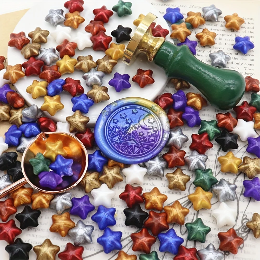 100pcs/bag Star Shape Mixed Colors Sealing Wax Beads for Wax Seal Stamp,  for Card Envelope,Wedding Invitation,Gift Wrapping