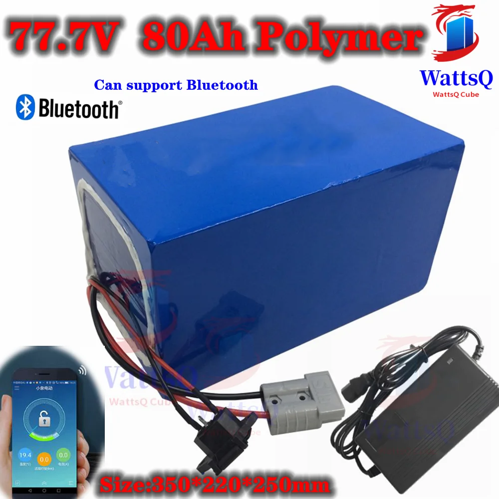 72v 21s 77.7V 80Ah li-ion with bluetooth BMS APP lithium ion for 7000w scooter bicycle battery bike tricycle +10A charger