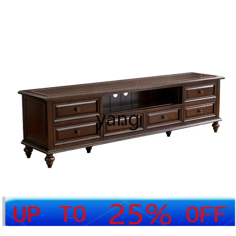 

LMM all solid wood TV cabinet storage retro living room coffee table combination light luxury simple and beautiful countryside