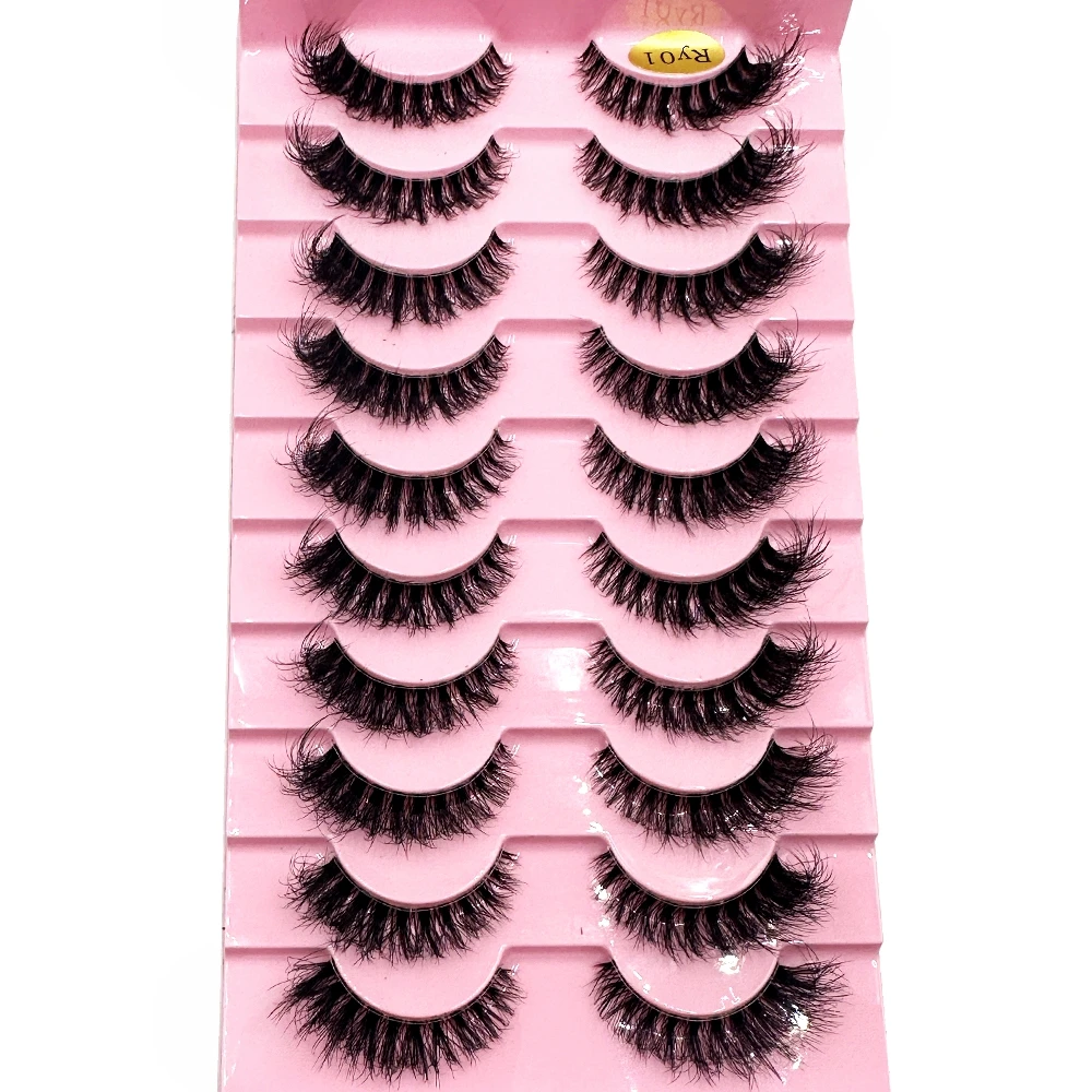 New 10 Pairs Mink Lashes 3D Mink Eyelashes Invisible Band Natural Black Mink False Eyelash Full Strip cilios Reusable Eye Lashes