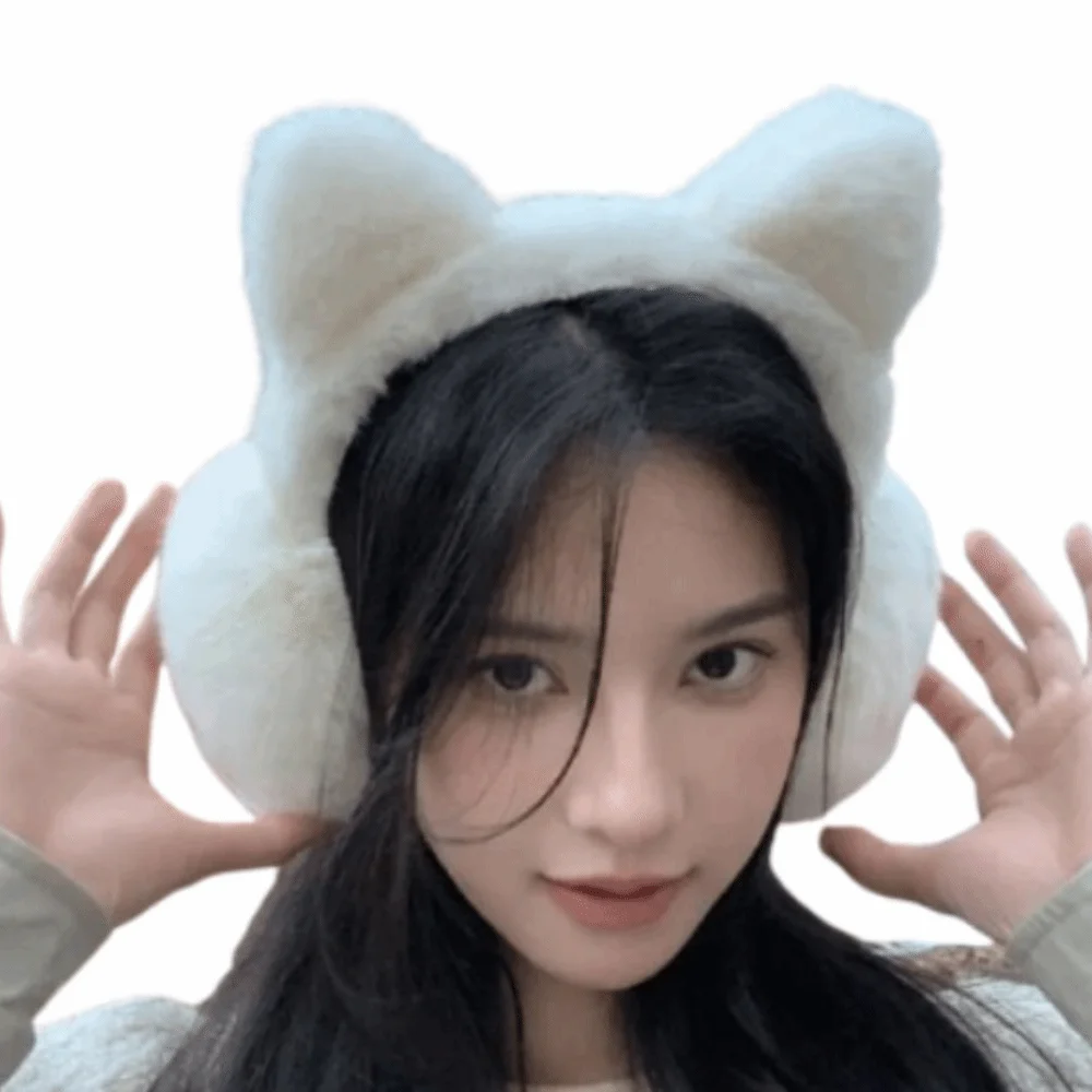 Fashion Foldable Cat Earmuffs Windproof Soft Warm Earflaps Keep Warmer Adjustable Winter Ear Warmer Outdoors Activities