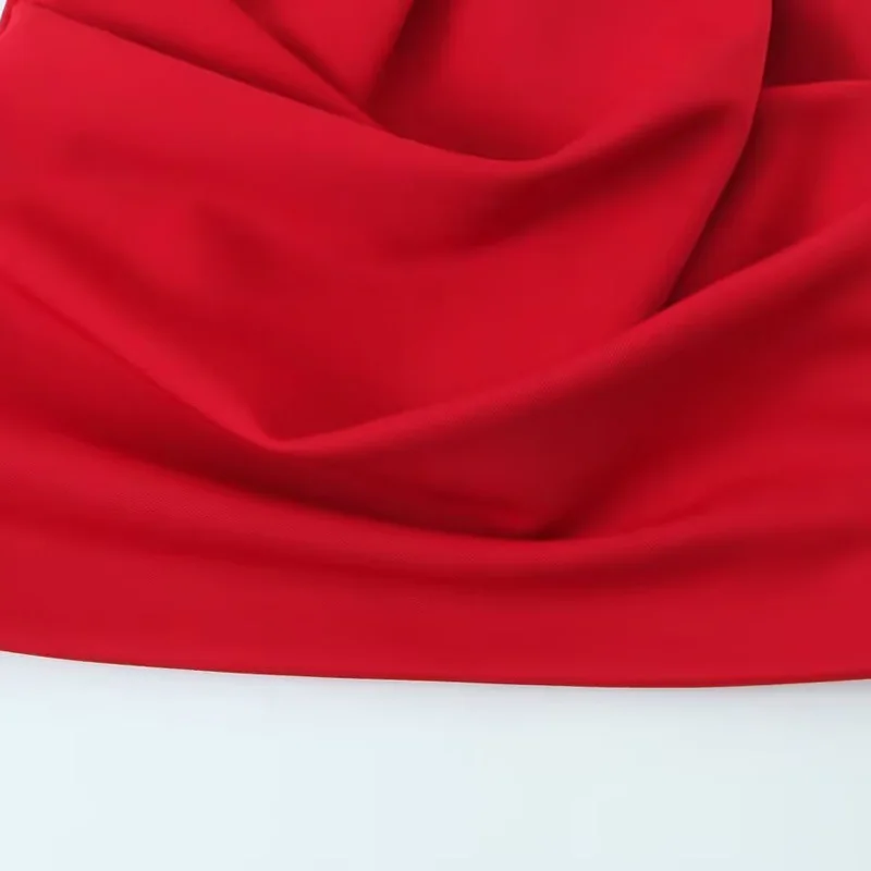 HXAORuffled Short Skirts For Women New Red Mini Skirt Fashion Woman 2025 Summer Tight Pleated Skirt High Waist A-Line Skirt 088