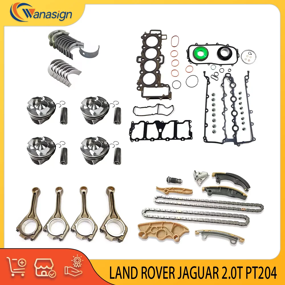 PEÇAS DE MOTOR Kit Completo de Juntas, Pistão e Corrente de Sincronização Compatível com PT204 GAS 2.0 L T L4 Para Land Rover Jaguar AJ200 2.0L 17-24 LR091765
