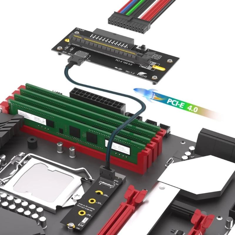 M.2 to Oculink Extension Cable PCIe Cable M.2 M NVME to SFF8611/8612 PC Desktop Adapter Cable for 2230/2280 896C