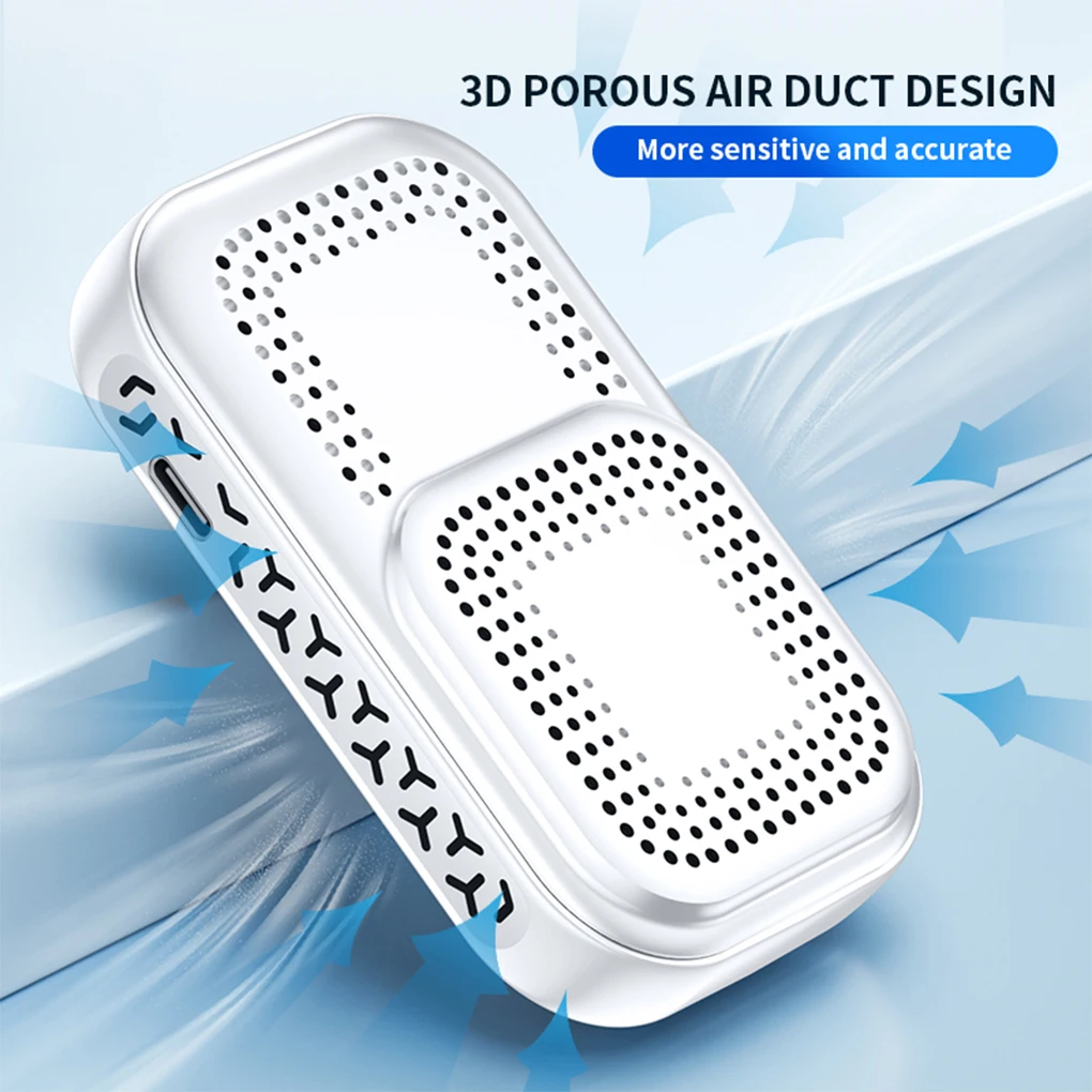 Imagem -03 - Portátil Mini Detector de Dióxido de Carbono com Cordão Monitor de Qualidade do ar Alarme de Fumaça Co2 Gás Medidor Temperatura Sensor de Umidade
