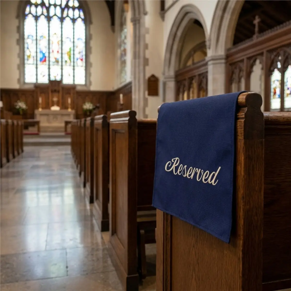 Goodprice 12 Pieces Reserved Seating Signs for Chairs 22 Inch Reserved Signs for Church Pews Cloth Placeholder for Restaurant A