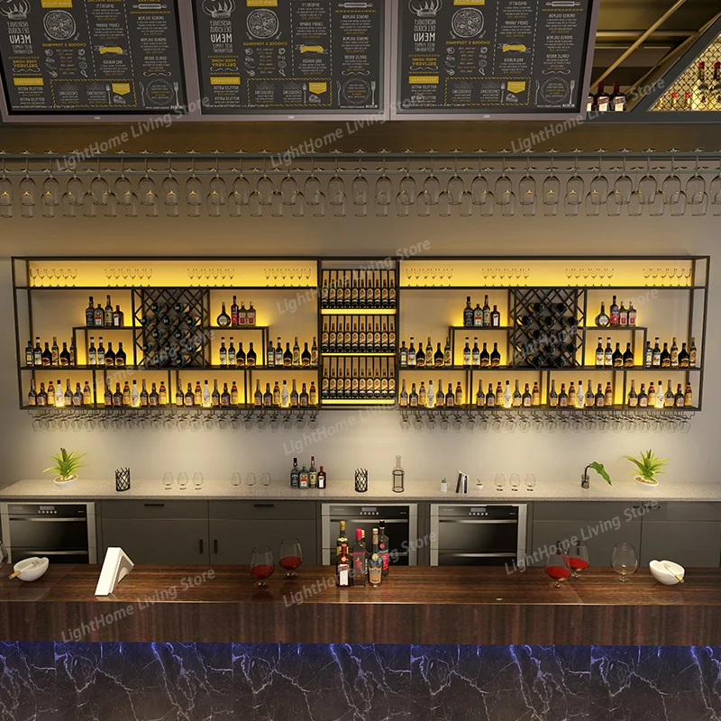 

Modern Wall Mounted Lights Display Cabinet Space Saver Beer Nordic Wine Rack Cabinet Liquor Home Arredamento Bar Bar Furniture