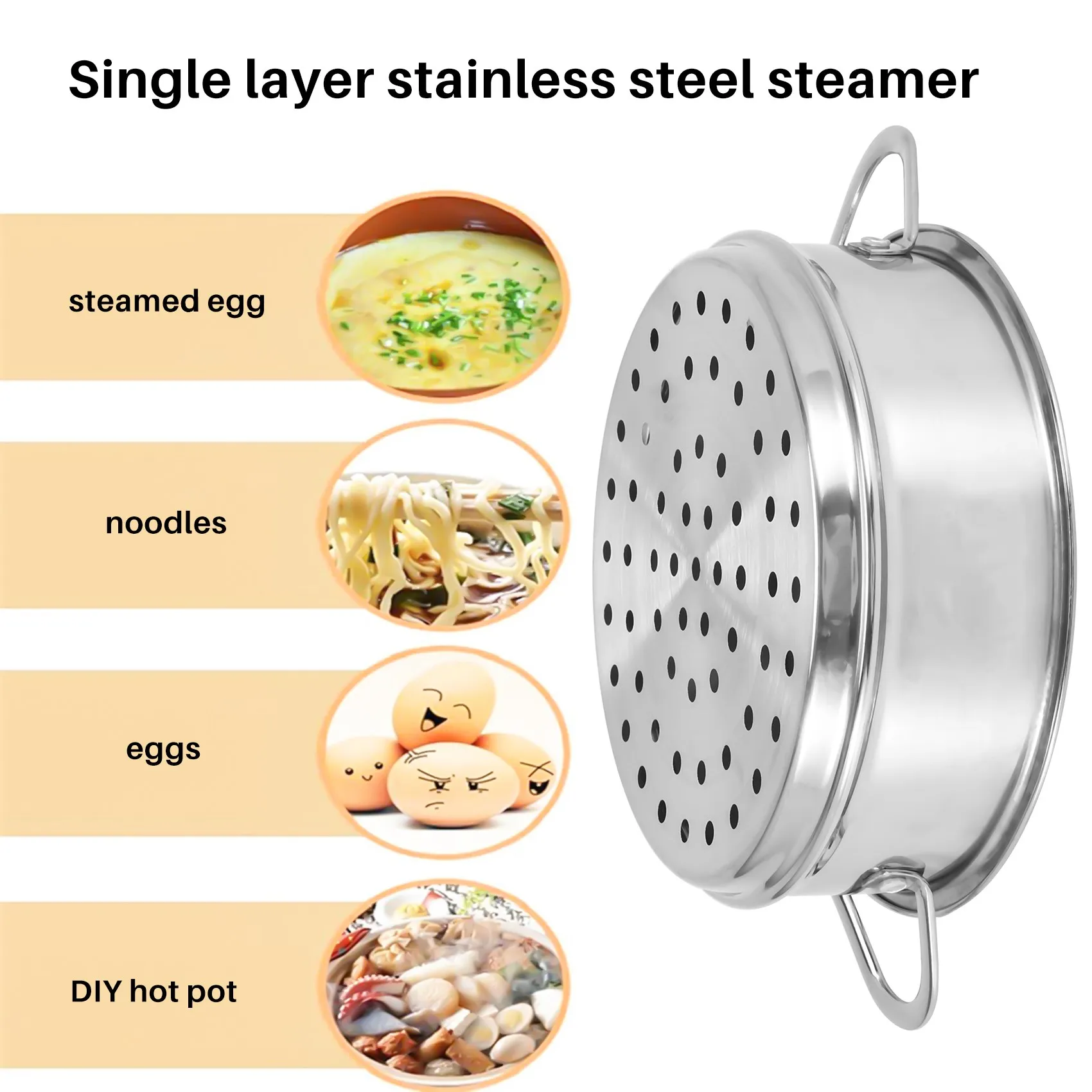 Rak uap makanan tebal 16cm, peralatan dapur Stainless Steel dengan telinga ganda untuk panci sup susu