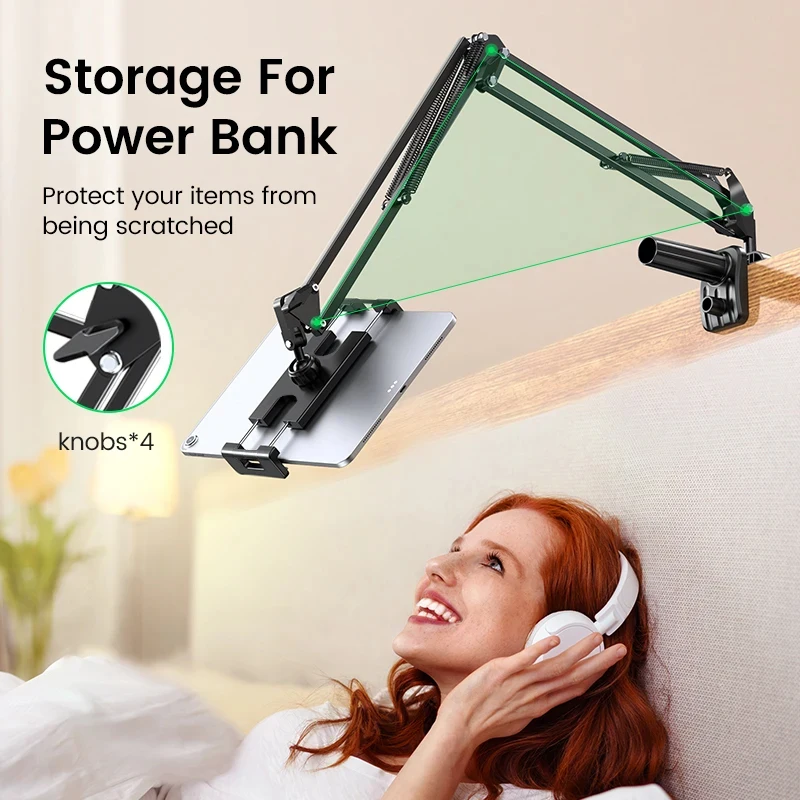 Tablet Holder for Bed with 90cm Metal Arm iPad Stand Tablet Bracket 360° Rotating Bed Phone Mount for 4.5~12.9 inch Phone Tablet