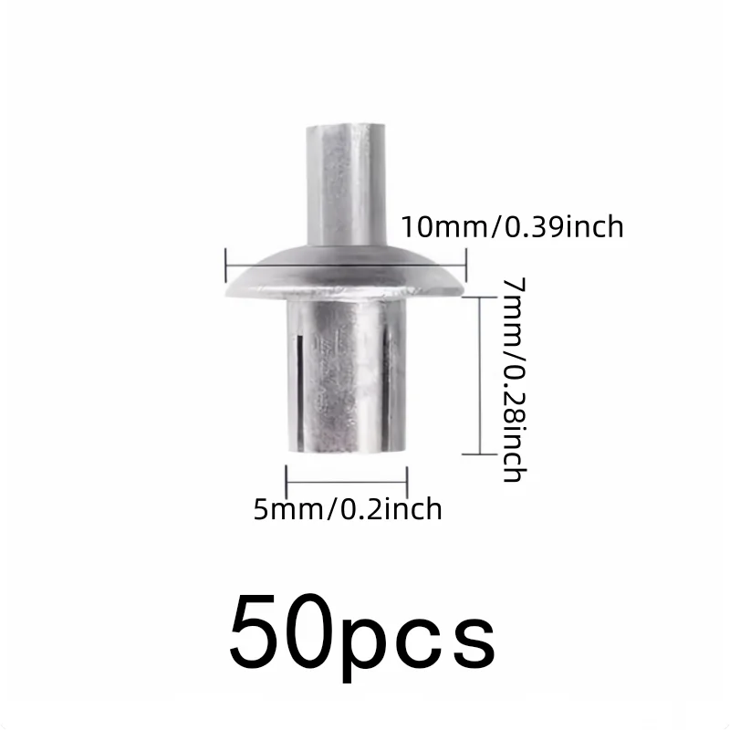 50 pcs 5*7mm Blind Hammer Rivets, Hammer Strike Installation, Furniture Assembly Sheet Metal Joining