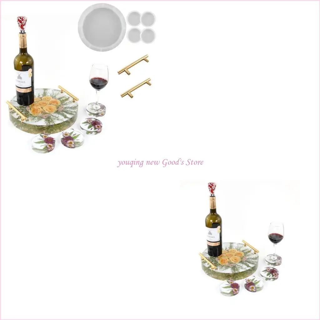 

57QA Silicone Molds with Handles Set Epoxy Resin Tea Cup Mug Mat