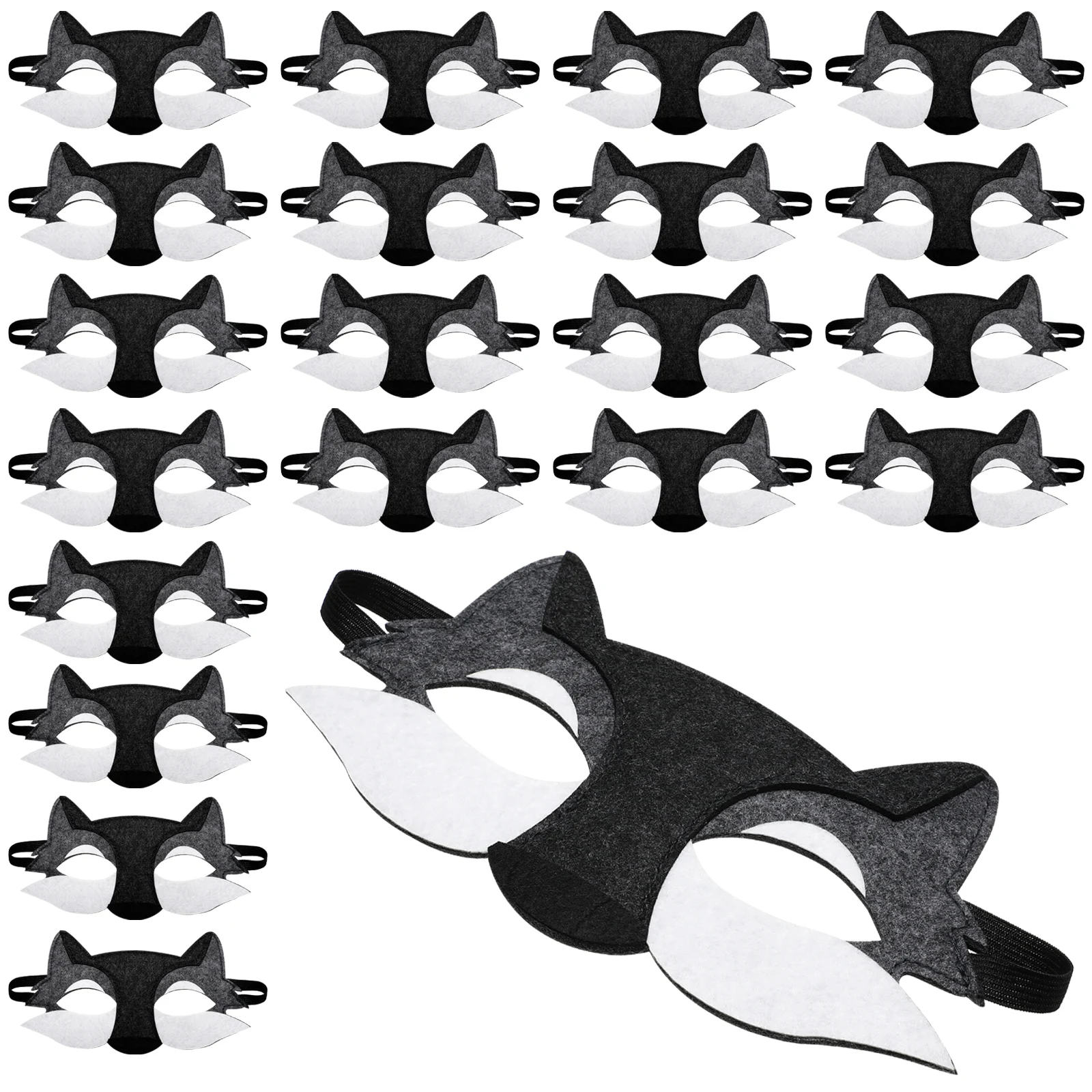 หน้ากากคอสเพลย์สัตว์ 20 ชิ้น หน้ากากหมาป่าครึ่งหน้า สำหรับงานปาร์ตี้ฮาโลวีน ชุดแฟนซี หน้ากากผ้าสักหลาด งานฝีมือ DIY อุปกรณ์เสริมสำหรับเล่นบทบาทสมมติ