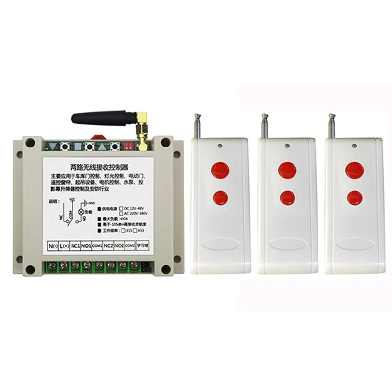 AC220V 250V 380V 2CH 1000m Long Range Wireless RF Remote Control Switch Transmitter+Receiver Appliances Gate Garage Door window