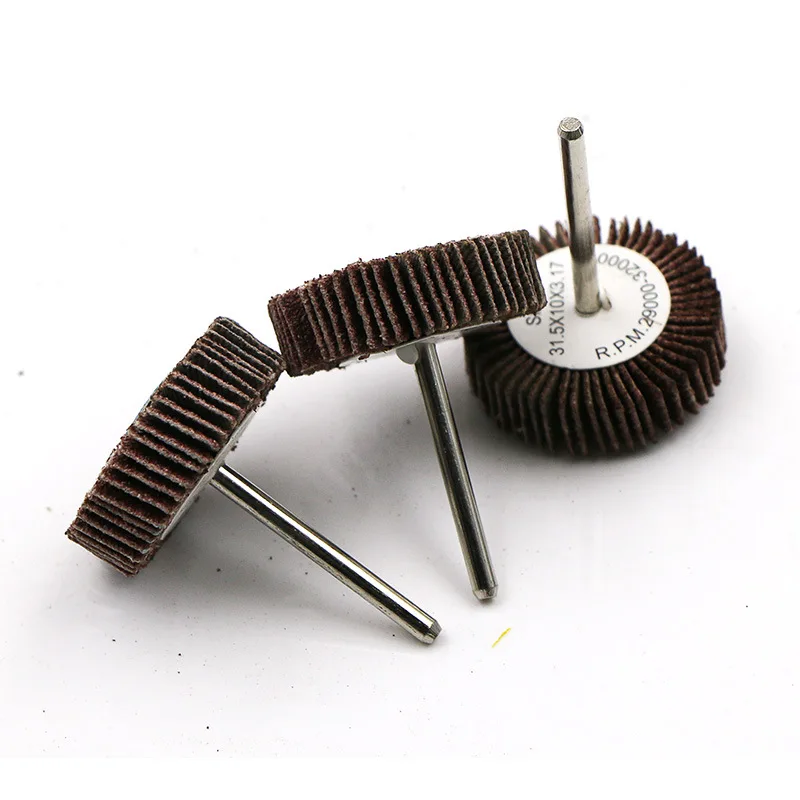 1PC Louver Grinding Head Abrasive Cloth Grinding Head with Shank Impeller Metal Woodworking Polished T-grinding Head