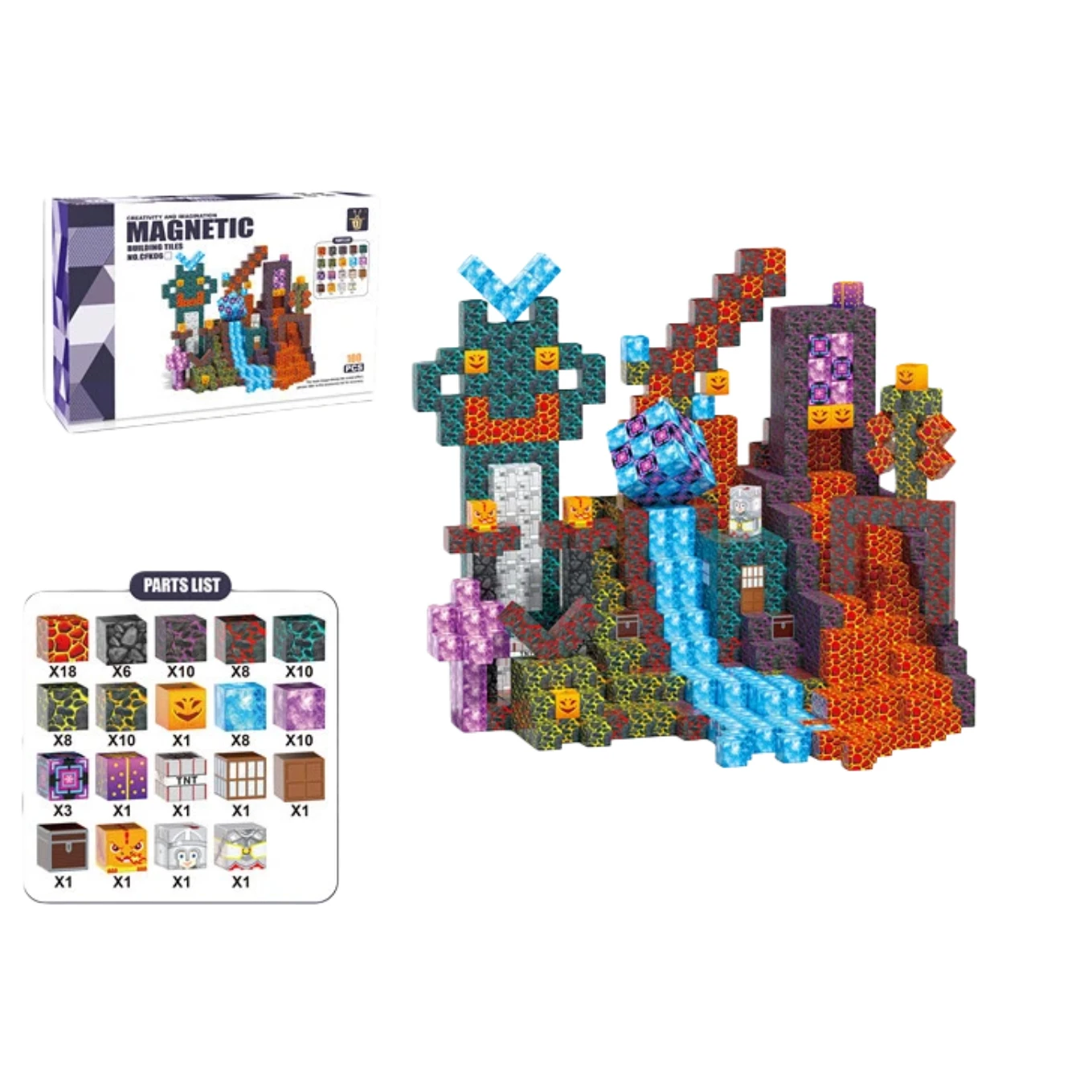 2025 Mine World Magnetische Bausteine, Magnetlöcher, Ziegelwürfel, Stielspielzeug-Sets, die besten Geschenke für Jungen und Mädchen