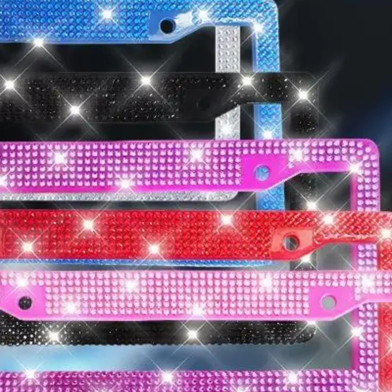 

1/2 шт. новая блестящая кристаллическая рамка для номерного знака автомобиля, женская рамка для номерного знака со стразами, держатель, автомобильные аксессуары с винтом