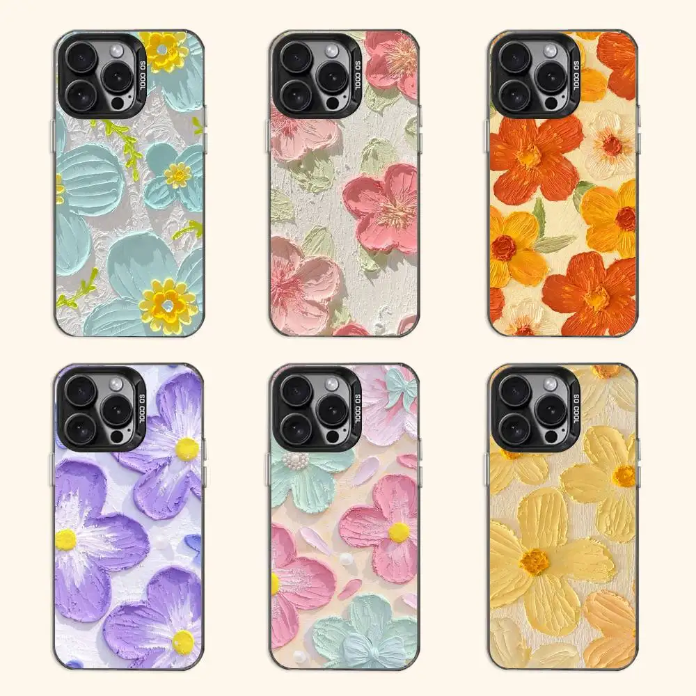 

Oil painting flowers Case for iPhone 11 12 13 14 15 16 17 Pro Max XS X XR Cover