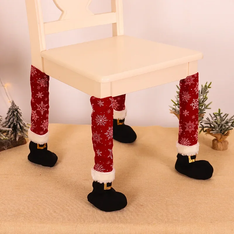 2022 Creative Christmas Table Foot Socks Chair Leg Covers Floor Protectors Non-Slip Knitting Cloth Furniture Feet Sleeve Decor