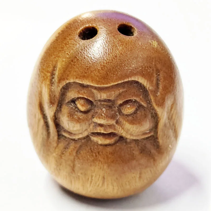 

F106 - 2 "ручная резная зеленая розовая древесина Netsuke - Damo Man