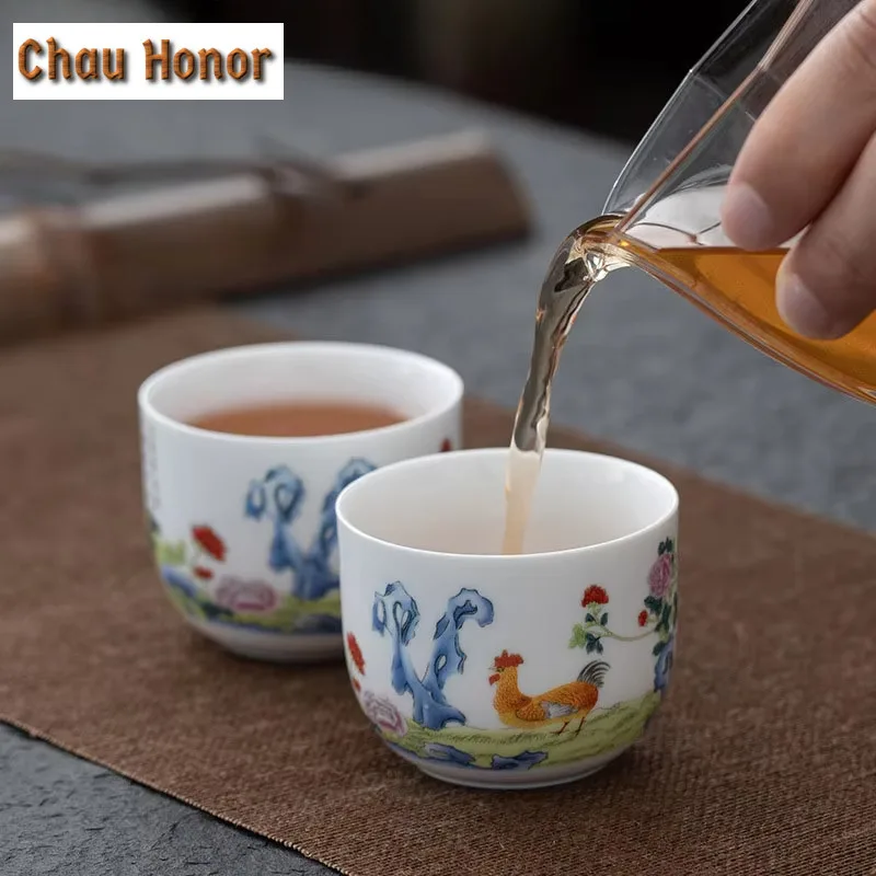 1pc 95ml Mutton Fat Jade Ceramics Chick Cylinder Teacup Tea Bowl Set Of Cups Tea-tasting Smelling Cup Chazhan Master Cups Teaset