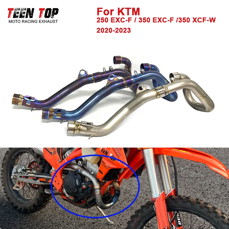 Motorcycle Offroad Bike Exhaust System For KTM 250 EXC-F / 350 EXC-F / 350 XCF-W 2020-2023 50.5mm Titanium Exhaust Front Pipe