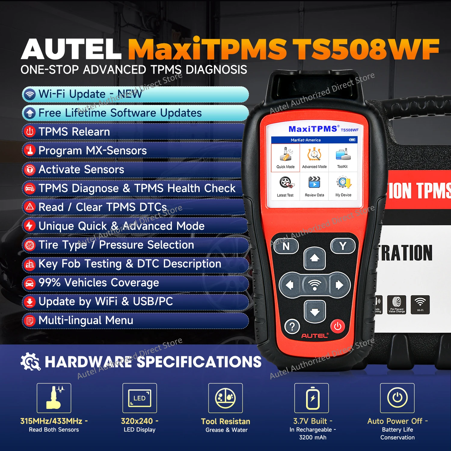 Picture 4: Autel MaxiTPMS TS508WF TPMS Programming Diagnostic Tools Code Reader TPMS System Health Check, Program MX-sensor, TPMS Relearn