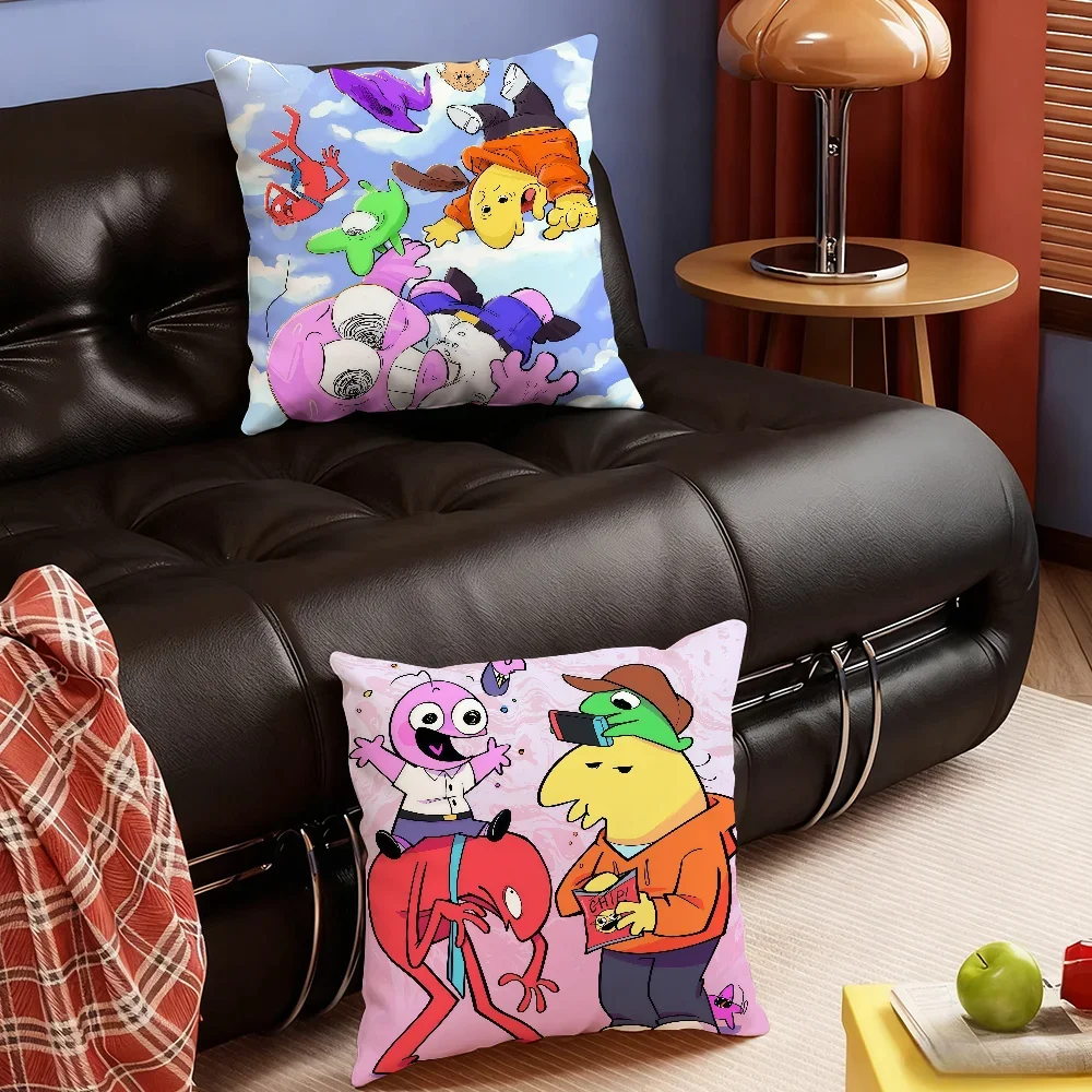 Funny Cartoon S-Smiling F-Friends-S cushion cover Soft Smooth Pillow Case Hidden Zipper Washable Decorative Couch Office Gift