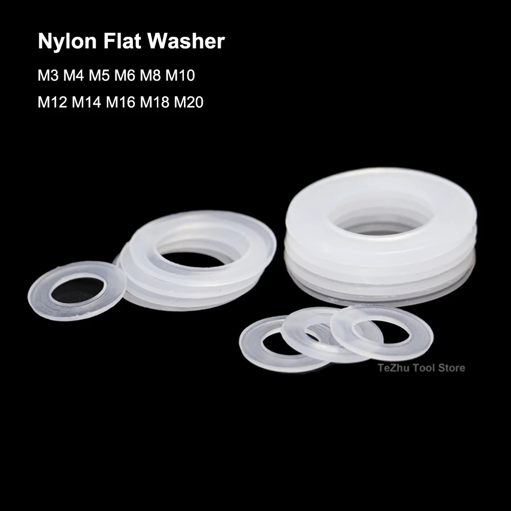 

M3 M4 M5 M6 M8 M10 M12 M14 M16 M18 M20 Plastic Nylon Flat Washer Plane Spacer Insulation Gasket Ring For Screw