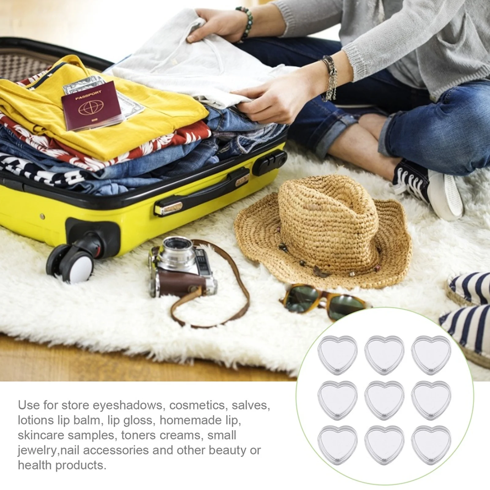 50Pcs 4G Heart Cream Jars Empty Storage Boxes Portable Mini Containers for Lip Balm Lotions Jewelry Organizers