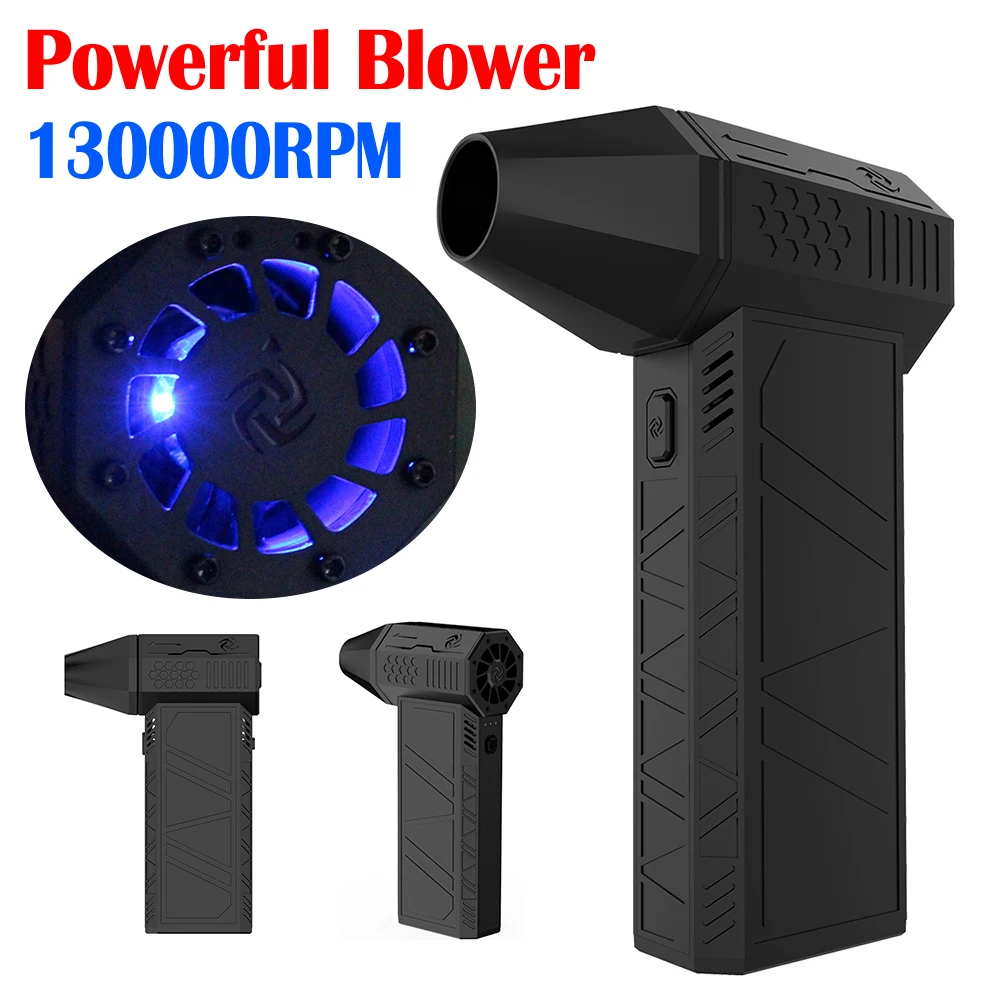 Mini Turbo Jet Fan Turbo Violent Fan 52+M/S Wireless Turbo Fan 130000RPM with LED Light Computer Keyboard Cleaner