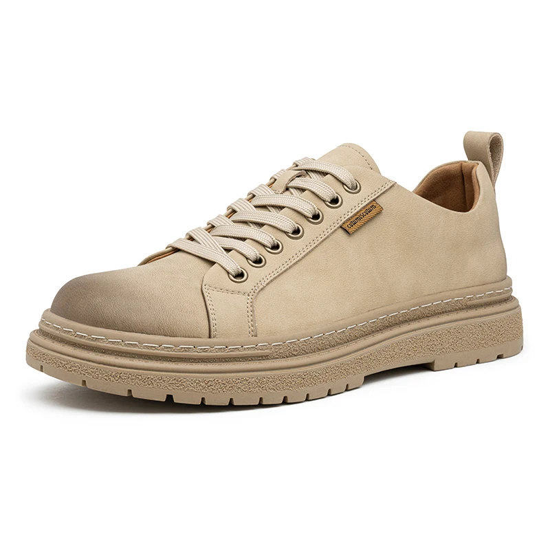 

Kuclut Men's Beige Leather Loafers For Business Casual And Relaxed Style