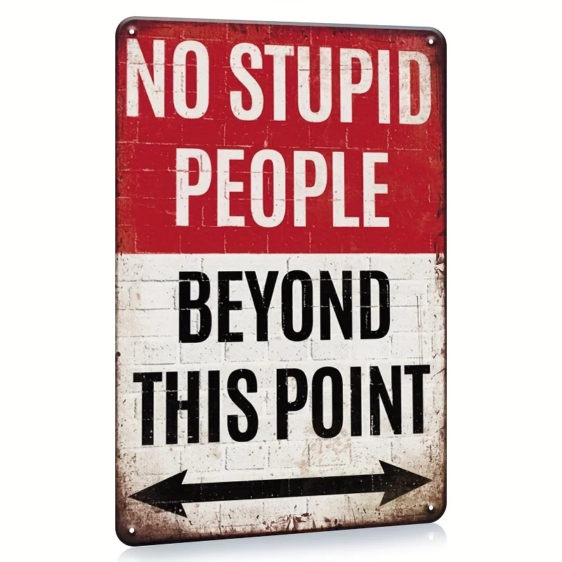 Metal Sign Funny Quote No Stupid People Tin Wall Decor Vintage Beyond This Point Retro Dec