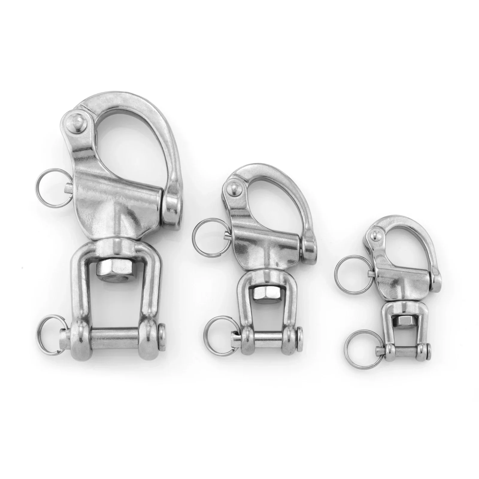1pc stal nierdzewna 316 obrotowy zatrzask pierścień szekla obrotowy hak sprężynowy 70MM/87MM/128MM łódź morska Heavy Duty olinowanie sworzeń