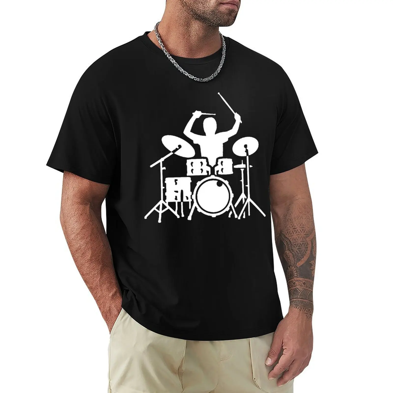

Cute Drums Drummer Music Drumming T Shirt Harajuku Short Sleeve T-shirt 100% Cotton Graphics Tshirt Tops