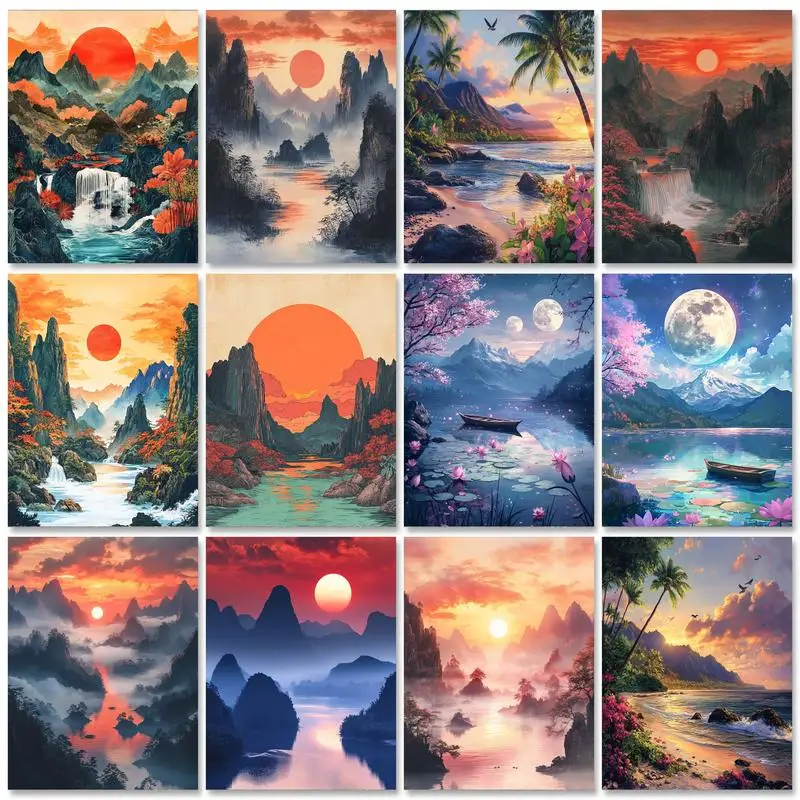 

GATYZTORY 5D DIY Diamond Embroidery Scenery Sale Full Square Drill Decoration For Home Diamond Painting Sunset Cloud Craft Kits