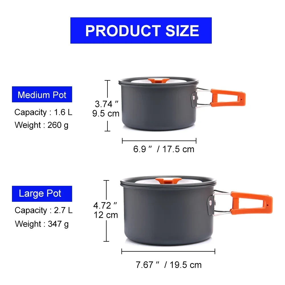 Widesea Camping Tableware Set Cookware Tourism Cauldron Outdoor Cooking Pot Picnic Kitchen Equipment Hiking Trekking