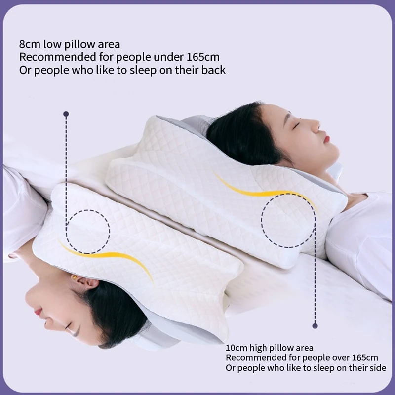 1 PCS Cervica Memory Foam Pillow Sleeping Cooling Pillow Orthopedic Contour Pillow White & Gray For Shoulder Pain