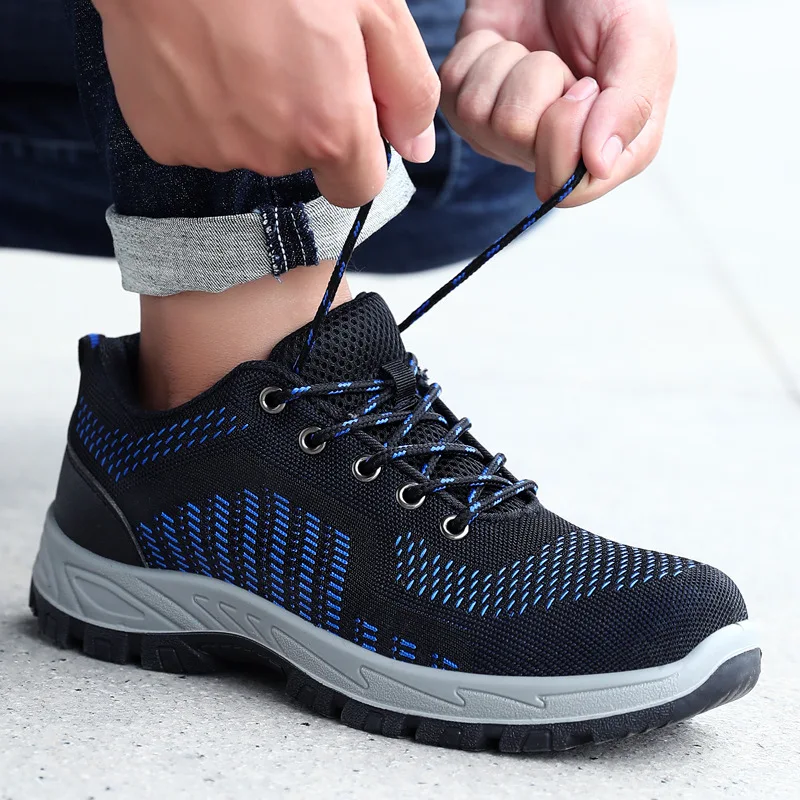 أحذية أمان رجالية أحذية عمل مضادة للانزلاق للتنفس مقاومة للماء أحذية رياضية بمقدمة فولاذية مضادة للتحطيم والثقب أحذية عمل مقاومة للاهتراء