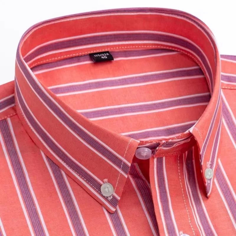 100% Cotton Shirt for Men Striped Autumn New Arrival Fashion Long Sleeve Leisure Thin Breathe Free Soft Fit Business Man Clothes