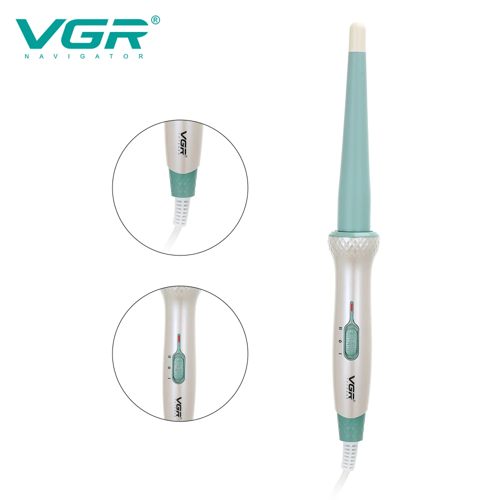 VGR المهنية مخروط الشكل السيراميك مموج الشعر الحديد الشباك العصا بكرات نتردد أدوات التصميم الحرارة السريعة الكهربائية مجعد V-596