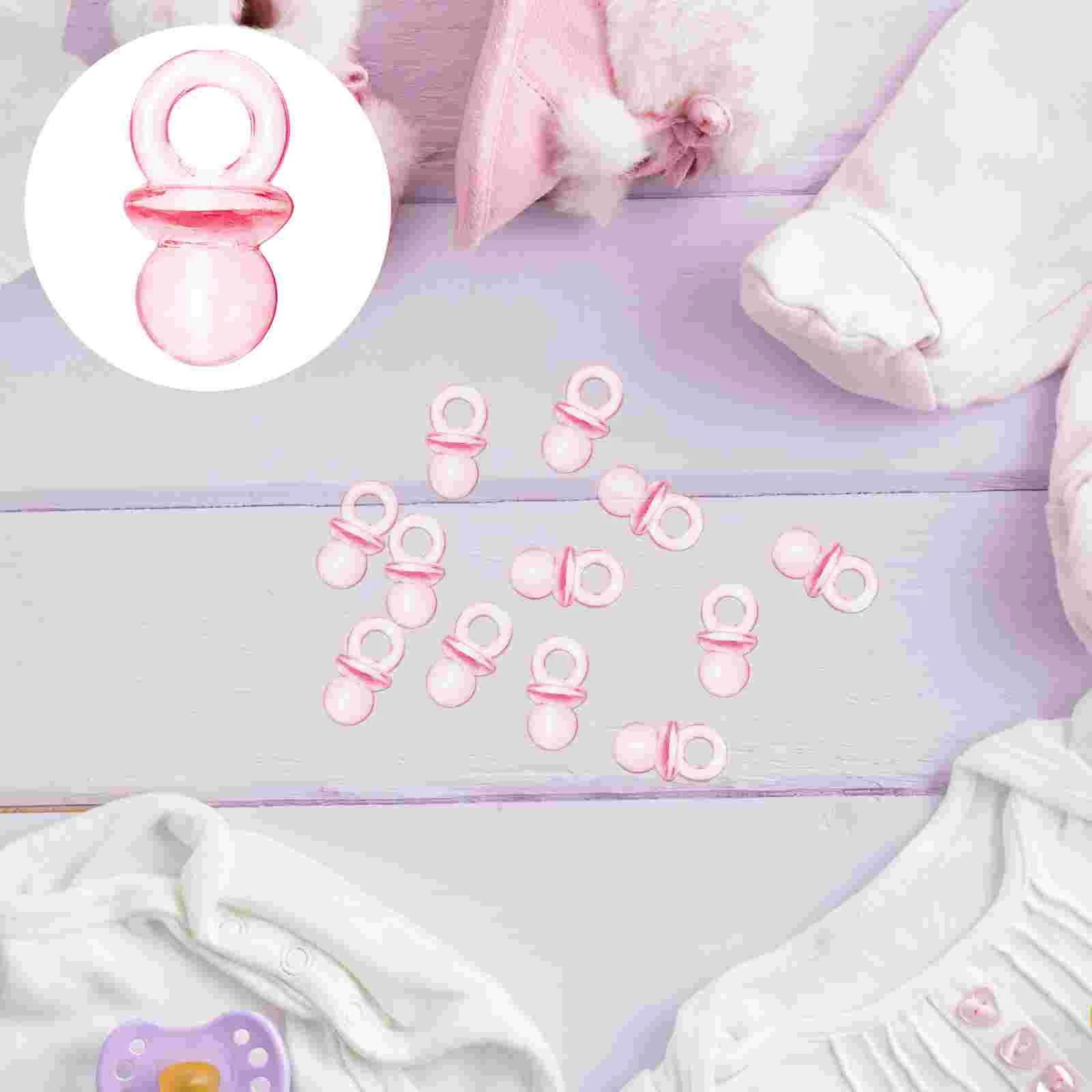 

100 Pcs Miniature Acrylic Pacifier Beads Decorations Party Supplies Baby Shower Gender Reveal Toys Safe Lightweight