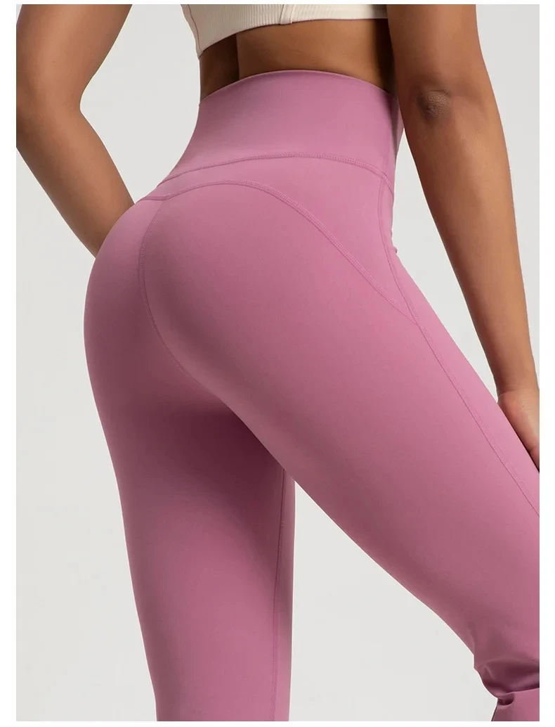 Damen High-Waist Elastische Schlaghose mit Taillenbund, Hüftstraffend, für Fitness, Yoga, Freizeit, Outdoor, Laufen – Detail 3