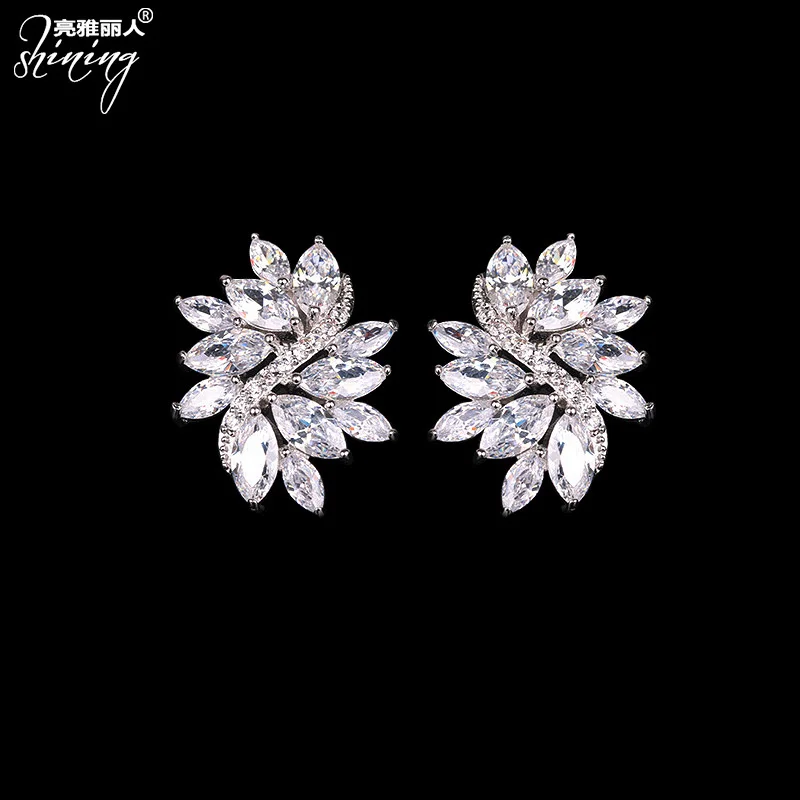 genuine Luxury brand real jewels New leisure Phoenix Zircon Earrings, bridal jewelry, Korean earrings, Tiktok high quality